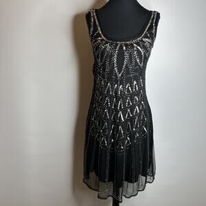 Vintage Grunge Garden Fairy Beaded Sequins Shift Dress Size Large Whimsigoth